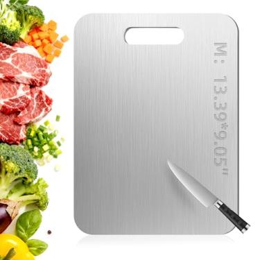Imagem de Tábua de corte de titânio Tavano, tábuas de corte de titânio 100% puro para cozinha, tábua de corte dupla face disponível para legumes, carne, frutas, fácil de armazenar e limpar (M)