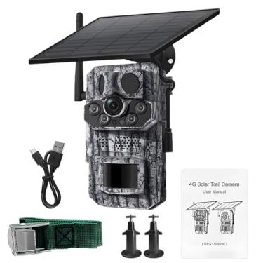 Imagem de LUMINFLY Câmera de caça 4G com energia solar, GPS, visão noturna de luz negra de 3 MP, durabilidade para todos os climas, inclui painel solar e acessórios