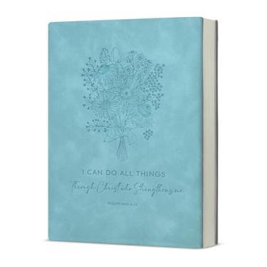 Imagem de KSFFWQIN Caderno cristão, versículo bíblico, I Can Do All Things, Philippians 4:13, caderno de escritura, presentes religiosos para mulheres e meninas