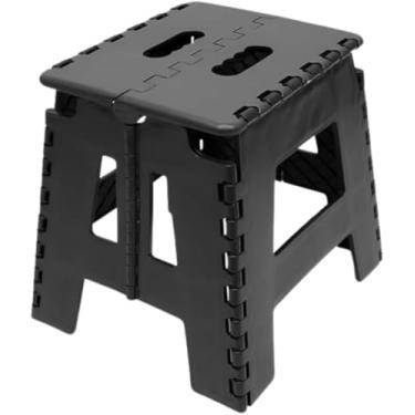 Imagem de Banqueta Dobrável Portátil, Plástico Preto, Design Compacto para Uso Doméstico e Externo