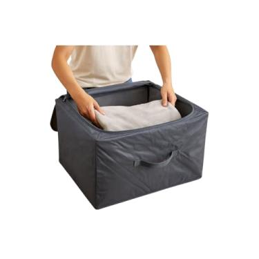 Imagem de Caixa Organizadora Dobrável com Zíper, TNT Resistente, 38x38x20cm, Cinza, Base Estruturada, Alça Frontal, para Roupas e Acessórios, Proteção Anti-poeira