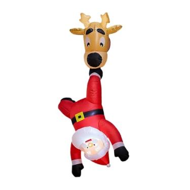 Imagem de UGPLM Papai Noel Rena Inflável de Natal de 1,80 m com Luzes LED Embutidas - Decoração Luminosa e Divertida para Jardim e Quintal