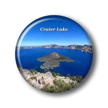 Imagem de Oregon Crater Lake National Park Adesivo ímã de geladeira de vidro cristal 3D Ímãs de geladeira Cratera Lake City Viagem Colecionável Lembrança Presentes Decoração de geladeira