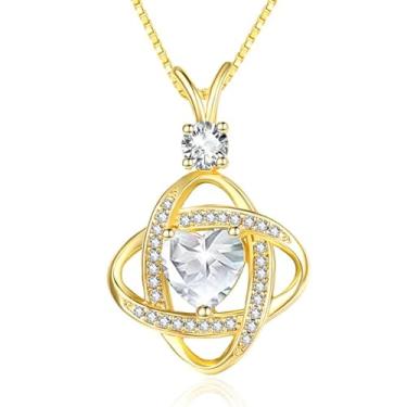 Imagem de HeartMelody Colar infinito feminino banhado a ouro branco 14 K 18 K delicado coração pingente de pedra do mês de nascimento, colar diário, aniversário, presente de aniversário para esposa e mãe