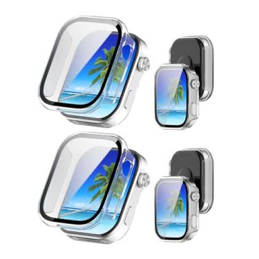 Imagem de Pacote com 2 capas para Xiaomi Redmi Watch 6, capa protetora NOUKAJU para relógio inteligente, película de vidro temperado 9H integrada, PC rígido, fácil de instalar, protetor de tela para smartwatch