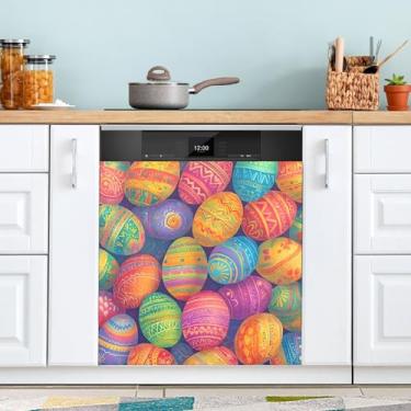 Imagem de ATTX Linda capa magnética de ovos de páscoa para lava-louças, 58,4 cm C x 66 cm A, decoração da capa da máquina de lavar louça, decalques de armário doméstico e eletrodomésticos adesivos #4