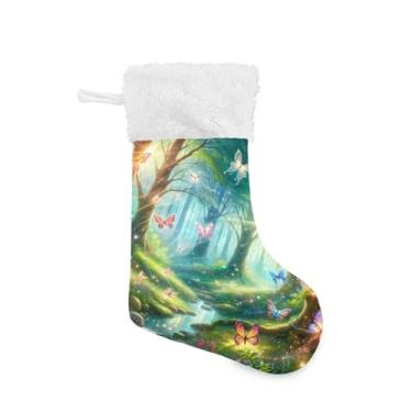 Imagem de Blueangle 1 pacote de meias de Natal da floresta de fadas de 48 cm para decorações de festas de fim de ano, porta-presentes e meias (728)