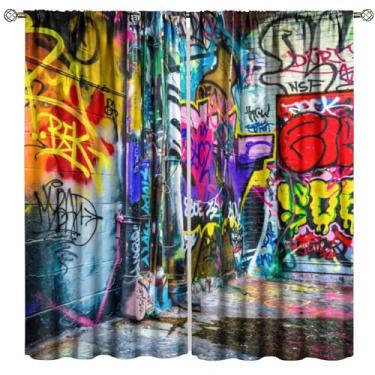 Imagem de Cortinas blecaute com estampa de grafite colorido