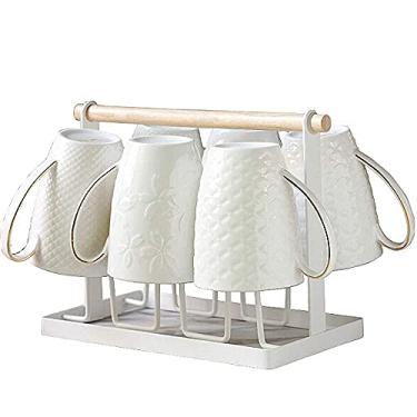 Imagem de LMJYU Conjunto de xícara de chá, xícara de água de cerâmica xícara de café terno doméstico simples de bule de chá de água fria, copo com tampa