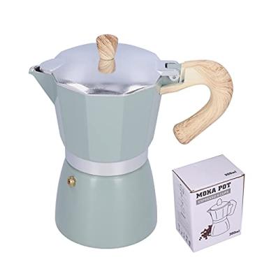 Imagem de QANYEGN Pote moka de aço inoxidável 300ml, chaleira para máquina de café expresso, cafeteira com alça para gás, cooktops de indução, acampamento ou casa (lake turquoise)