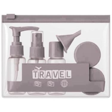 Imagem de Necessaire Organizador de Viagem Necessaire Transparente Frascos Reutilizáveis 30 ml Potes 10 g Espátula Ideal para Bagagem de Mão e Cosméticos PREMIUM (Cinza)