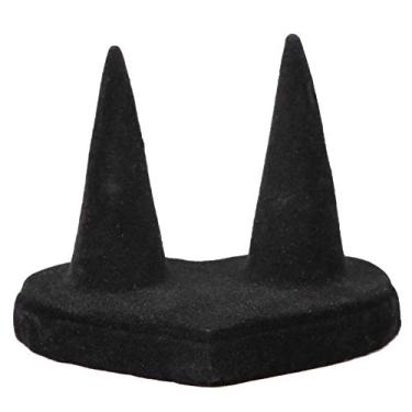 Imagem de Suporte de exibição de dedo anelar elegante suporte organizador de joias de veludo preto para vestiário mesa de maquiagem balcão de loja feira de negócios material de PVC 2 3 5 (2 dedos)