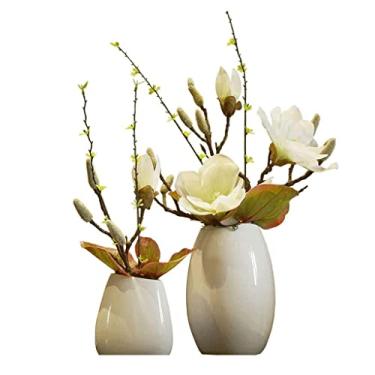 Imagem de LMJYU Flores artificiais para decoração conjunto de flores artificiais arranjos de flores artificiais com vaso ornamento floral artificial para cozinha doméstica e flores artificiais de casamento