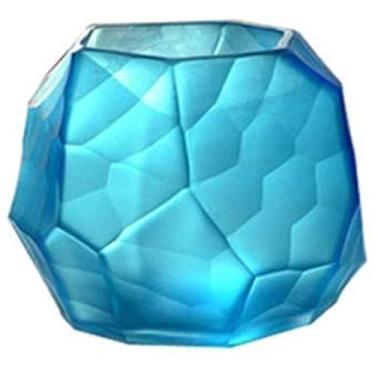 Imagem de YYBOES Vaso de vidro para vasos de flores, estilos de decoração, vasos comuns, formato muito bom, boca de garrafa, vaso resistente, frasco de vidro (cor: azul, tamanho: 8 × 21,5 cm) para peça central