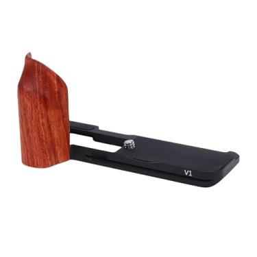 Imagem de Asixxsix Camara L Bracket, Aluminium Alloy Plate with Wood Grip, 1/4 Inch Threaded Hole, Vertical Camera Mount Fit for POWERSHOT V1 Cameras, for Arca Tripod (BLACK)