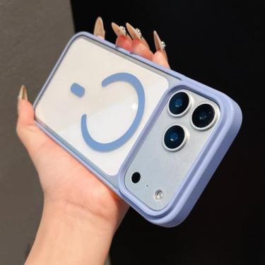 Imagem de Capa transparente em acrílico para iPhone 17 Air, 17 Pro Max, 16, 15, 14 Pro Max Plus, 13, 12 Mini, 11, 16E, SE4 e 17 Pro, azul claro. Compatível também com iPhone 12 Pro Max.