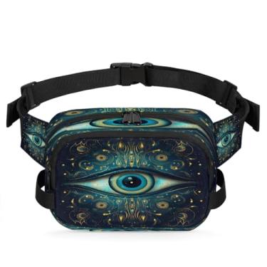 Imagem de Pochete azul retrô borboleta para mulheres e homens com alça ajustável bolsa de cinto bolsa transversal bolsa de peito bolsas de bumbum bolsa tiracolo, Cor 33