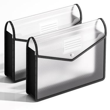 Imagem de XingDuing Pasta de arquivo expansível de plástico, envelopes transparentes com fecho de pressão, tamanho carta/A4 para escola/escritório/casa/hospital, sem divisórias, grande capacidade - pacote com 2