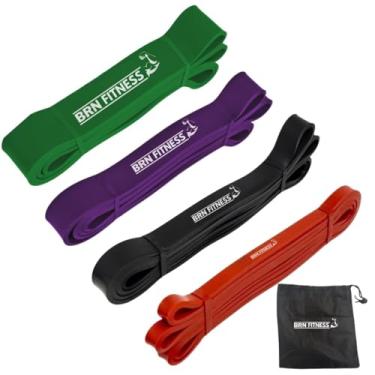Imagem de Kit 4 Faixas Elásticas SuperBand BRN FITNESS Treinamento de Força e Resistência Extensor Profissional com 4 Intensidades (Leve, Moderado, Pesado e Extra Pesado)