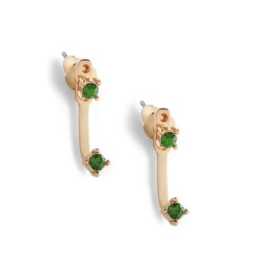 Imagem de Mint & Lily Brincos femininos com pingente de pedra do mês de nascimento – banhado a ouro 18 K sobre aço inoxidável, presente elegante para mulheres, 14mm, Aço inoxidável, Sem pedra preciosa