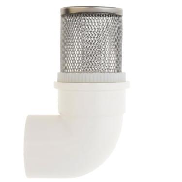Imagem de PNXKTXO Tampa de filtro de aço inoxidável de 1/2 polegada conectada a tubo de PVC de cotovelo de 90 graus, protetor de filtro de água antientupimento DN15 para tubo de PVC de 1,27 cm (1 polegada)