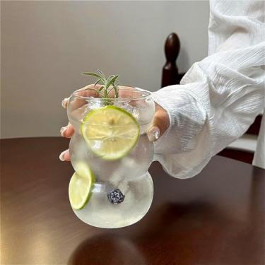 Imagem de Copo de vidro ondulado vintage, 510 g, vidro borossilicato, ondulado, tampa aberta, copo de uso geral (onda grande - boca grande)