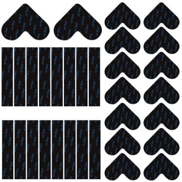 Imagem de Pacote com 32 almofadas antiderrapantes, adesivos de fita de tapete reutilizáveis de dupla face, prendedores de canto antiderrapantes para pisos de madeira tapetes de azulejo