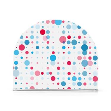Imagem de Porta-guardanapos de acrílico com bolinhas vermelhas azuis, dispensador de guardanapos em forma de U, suporte vertical para guardanapos