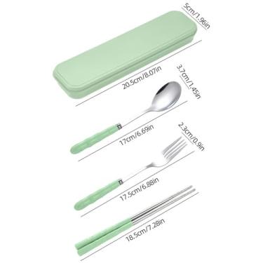 Imagem de Conjunto de talheres de viagem de aço inoxidável, utensílio portátil, inclui garfo e colher pauzinhos para acampamento com estojo de almoço