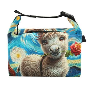 Imagem de TSENQUE Lancheira feminina de burro para noite estrelada, portátil, lancheira para trabalho, rosa, fofa, térmica, isolada para o trabalho