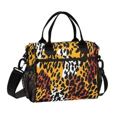 Imagem de GAIGEO Lancheira térmica com textura de pele Tig com alças, lancheira isolada com bolsos, lancheiras femininas, P