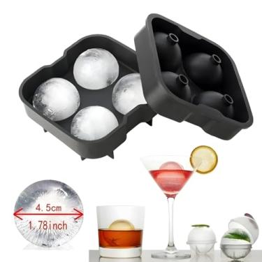 Imagem de Forma de Gelo 4 Esferas em Silicone Premium Ice Ball Flexível Reutilizável Livre de BPA Fácil de Desenformar com Derretimento Lento Ideal para Drinks Whisky Gin Bourbon