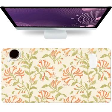 Imagem de Tapete de mesa floral, tapete de mouse grande de madressilva para desktop, almofada de mesa à prova d'água de couro PU, antiderrapante, protetor de computador, laptop, mouse pads para jogos para