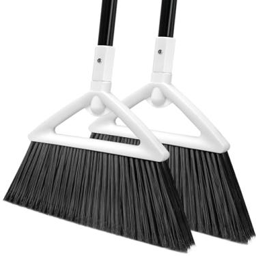 Imagem de Szjyhqy Vassoura interna para uso externo, vassoura para uso interno, vassoura de cozinha resistente com haste longa, vassoura angular branca para garagens, restaurante, pátio, escritório, slidewalk