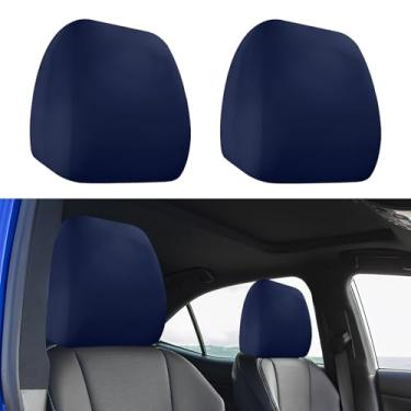 Imagem de Hbxdeco 2 peças de capa de encosto de cabeça de carro, capas de encosto de cabeça de tecido elástico macio para carros, protetor de encosto de cabeça automotivo antisujidade, capa flexível para