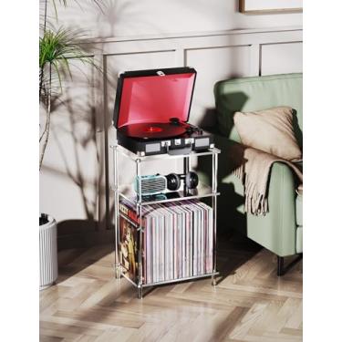 Imagem de Mesa lateral de acrílico transparente com 3 camadas para sala de estar, escritório, corredor, quarto, mesa de cabeceira pequena