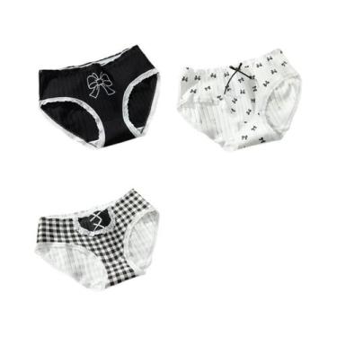 Imagem de Calcinhas De Algodão Femininas 3PCS Design De Borboleta Cintura Média 