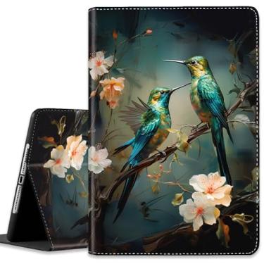 Imagem de Capa para iPad (A16) 11ª geração de 11 polegadas (2025), para iPad 10ª geração de 10,9 polegadas (2022), capa leve à prova de choque com hibernar/despertar automático, beija-flores verdes
