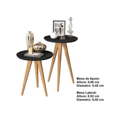 Imagem de Kit 2 Mesas Lateral e Apoio 40cm Pés Palito Cores - Comprar Moveis em 