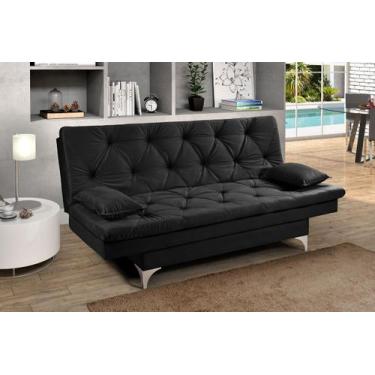 Imagem de Sofá Cama Áustria Reclinável em Suede - Essencial Estofados, Preto