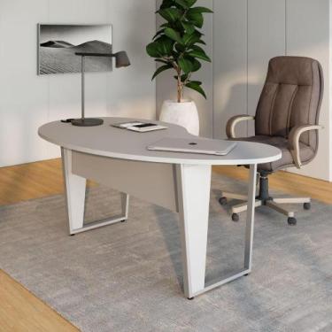 Imagem de Mesa Linear Orgânica 175cm x 92cm com Pés Metal para Escritório F5 Off
