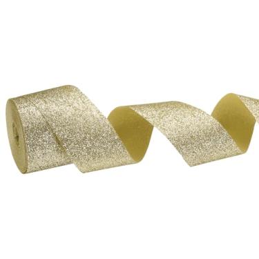 Imagem de PATIKIL Rolo de fita de glitter metálico, 2,5 cm x 10 metros, fita brilhante de um lado, rolos de tecido de embrulho de presente para artesanato faça você mesmo, buquê de casamento, decoração de Natal