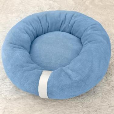 Imagem de Cama Pet Redonda 50cm Soft Fleece – Cama para Cachorro e Gato Pequeno | Ninho Macio e Impermeável(Azul Celeste)