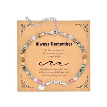 Imagem de JUTOLOKA Pulseira de onda com inicial para mulheres, pulseiras de amizade, presentes de amiga, presente de irmã, presentes de aniversário para melhor amiga para mulheres, pulseiras de melhor amiga