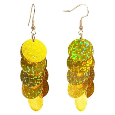 Imagem de Zszkoz Brincos de lantejoulas brilhantes neon para mulheres, leves, boêmios, longos, borlas, laser, glitter, pingentes, joias, presentes, Small, Acrílico, Sem pedra preciosa