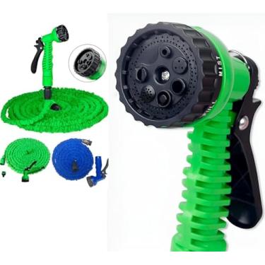 Imagem de Mangueira Expansível Retrátil, 60 Metros, com Engate Rápido, Sistema Antitorção, para Quintal e Jardim, Verde
