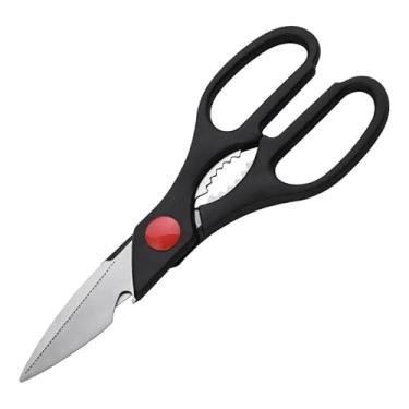 Imagem de Tesoura Cozinha Aço Inoxidável Profissional Corte Frango Lâmina Afiado Cabo Ergonômico Original(Tesoura preta)