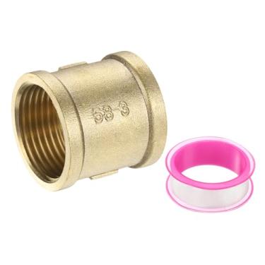 Imagem de PATIKIL Encaixe de tubulação de latão, fêmea BSP de 2,5 cm x 2,5 cm BSP conector de rosca fêmea adaptador de encaixe de tubo de bico hexagonal de latão para conversão de sistema de refrigeração a gás