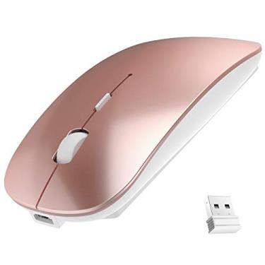 Imagem de Mouse Bluetooth sem fio de 2,4 GHz, mouse USB silencioso recarregável com modo duplo, 3 DPI ajustáveis, compatível com laptop Windows Mac Android Mac Mac PC, Rose Gold