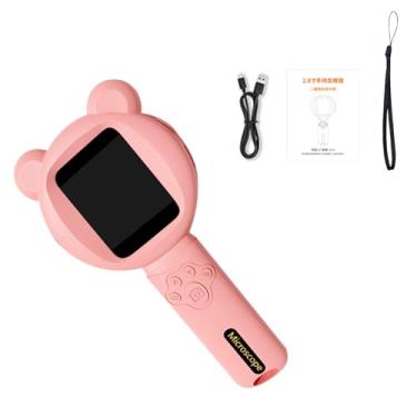 Imagem de Vroomoto Microscópio portátil infantil 500X, câmera digital HD com lupa infantil com luzes LED e jogos para exploração científica, aprendizagem e